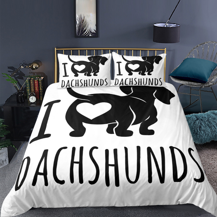 3D animal dog three piece bedding sheet quilt cover pillow case home textile eprolo