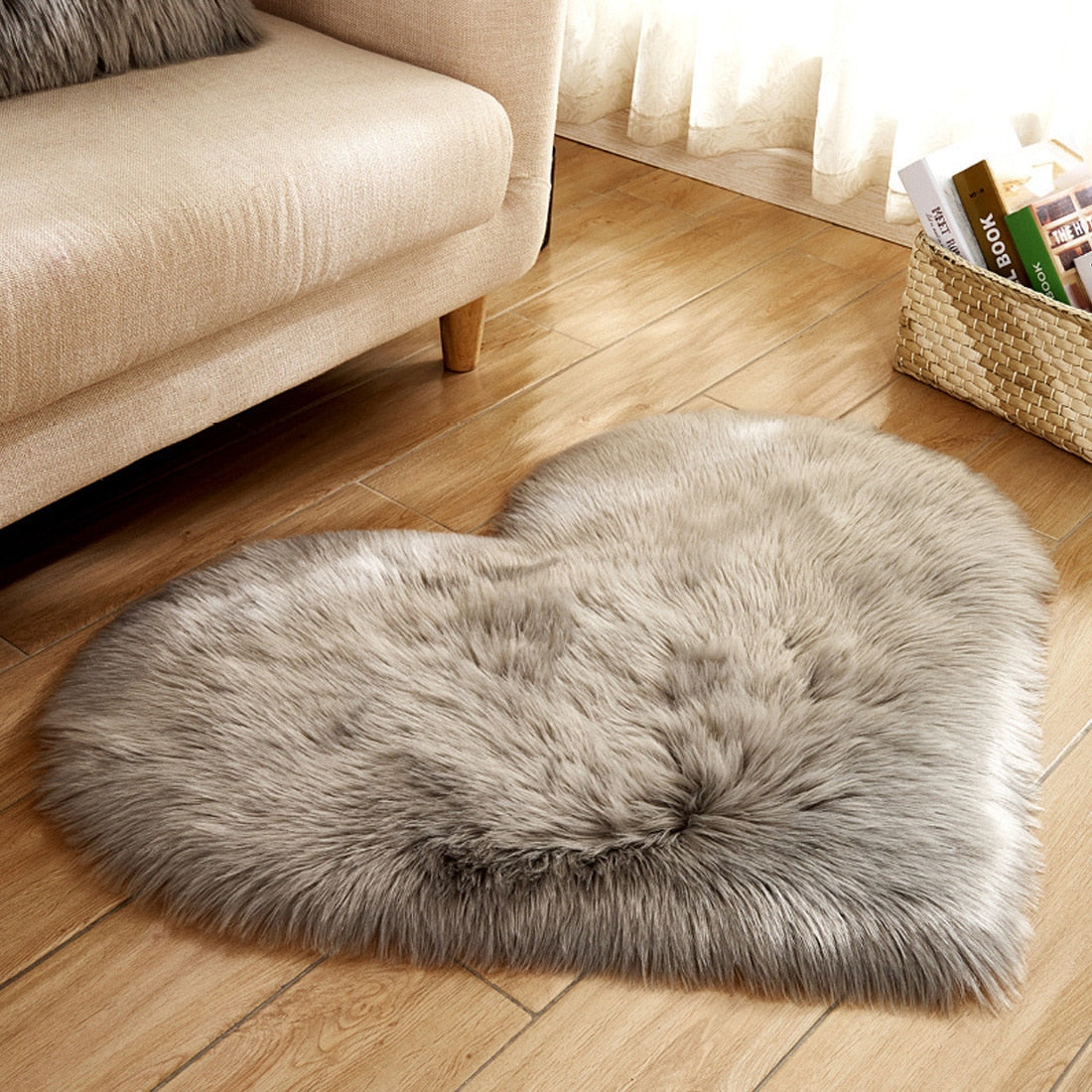 Love Heart Rugs Artificial Wool Hairy Carpet Faux Floor Mat Fur Plain Fluffy Area Rug Soft Living Room Carpet Bedroom Floor Mat eprolo