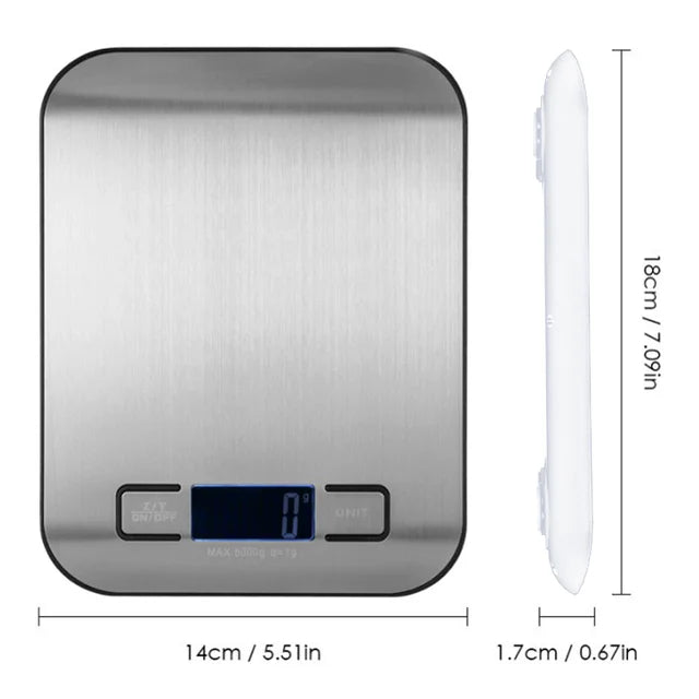 5/10KG Digital Kitchen Scale Stainless Steel Portable Kitchen Food Scale LED Display Electronic Jewelry Baking Weight Scales eprolo