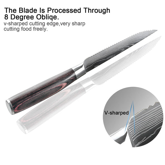 XITUO Sharp Steak Knife Set 7CR17 Stainless Steel Serrated Meat Slicing Knife Multipurpose Restaurant Cutlery Chef Knives 1-6Pcs eprolo