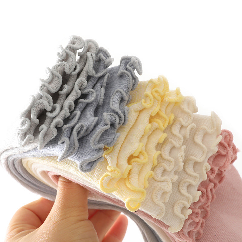 Spring And Summer Children's Socks In The Tube Loose Mouth Fungus Edge Combed Cotton Girls Baby Socks Long Tube Over The Knee Baby Socks eprolo