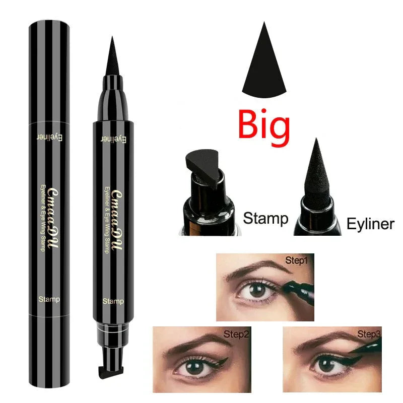 Cmaadu 2 In1 Stamp Seal Eyeliner Pen Waterproof Liquid Eyeliner Pencil Long Lasting Quick Dry Natural Make Up Black Liner - Shello's Creative Boutique