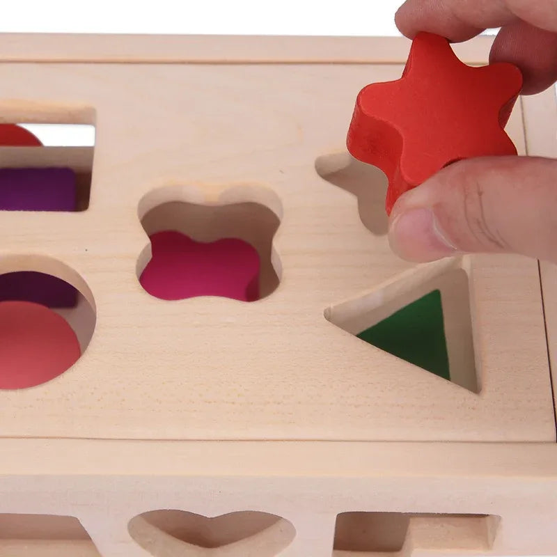 Wooden Car Shape Sorter - 15-Hole Educational Toy Ages 0-3 - Shello's Creative Boutique