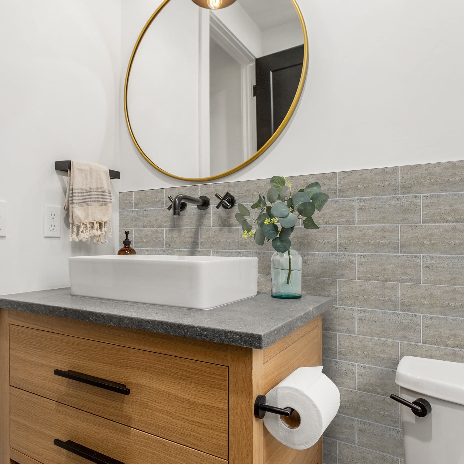 Funlife City Light Thickened Brick Stickers Brown Dirty-Resistant Kitchen And Bathroom Wall Decoration Self-Adhesive Wall Stickers