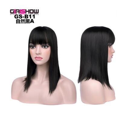 women Bob Wig With Bangs Short Straight Wigs party Synthetic Hair Heat Resistant Fiber fake hair Halloween Perucas eprolo