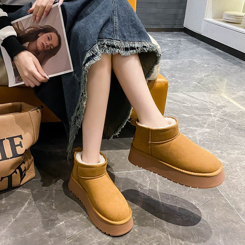 Thick soled versatile snow boots for women's warmth and height increase small cotton shoes eprolo