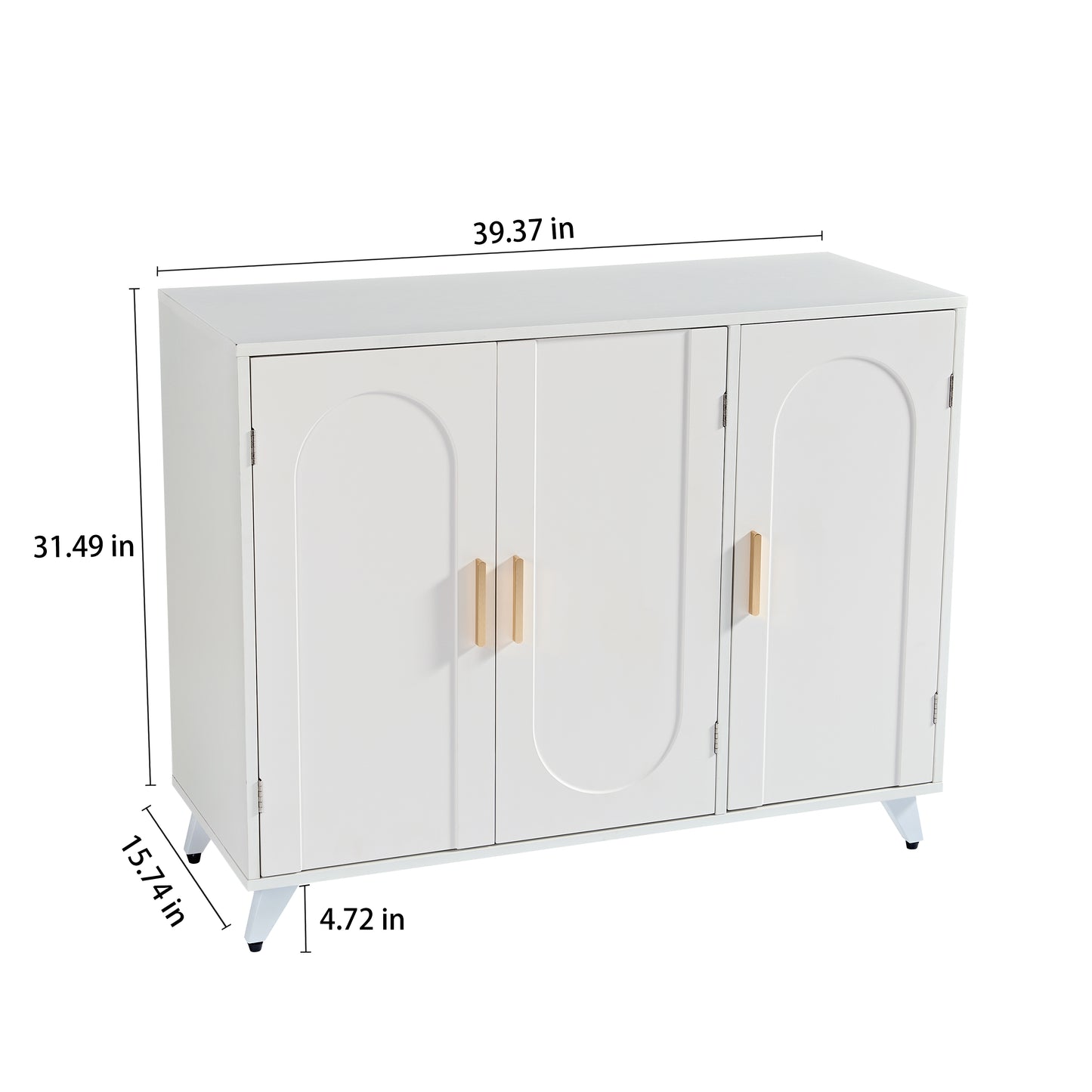 Sideboard Buffet cabinet with 3 doors and removable shelves, for living room, dining room, ivory white eprolo
