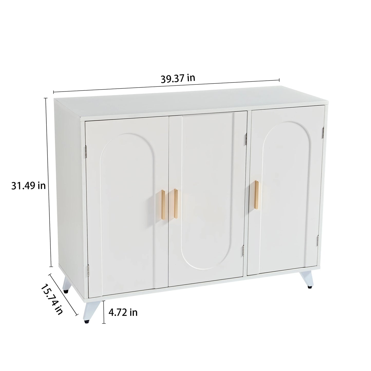 Sideboard Buffet Cabinet – Ivory White Elegance with 3 Doors & Removable Shelves - Shello's Creative Boutique