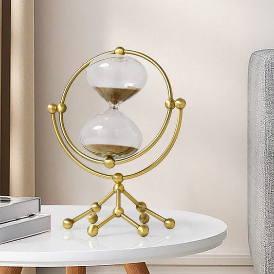 Nordic Light Luxury Rotating Hourglass – Exquisite Metal Crafts Decoration - Shello's Creative Boutique