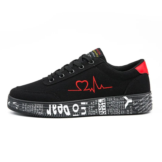 TYDZSMT Fashion Women Vulcanized Shoes Sneakers Ladies Lace-up Casual Shoes Breathable Canvas Lover Shoes Graffiti Flat - Shello's Creative Boutique