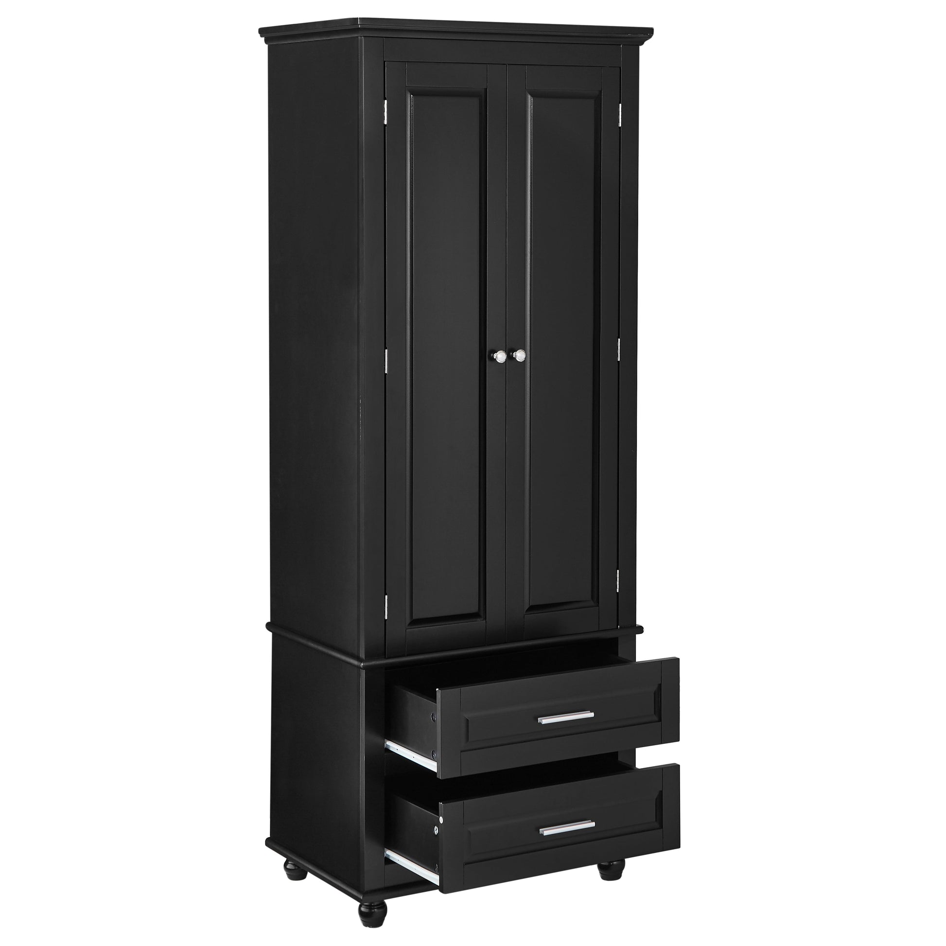 Tall Storage Cabinet with Two Drawers for Bathroom/Office, Black eprolo