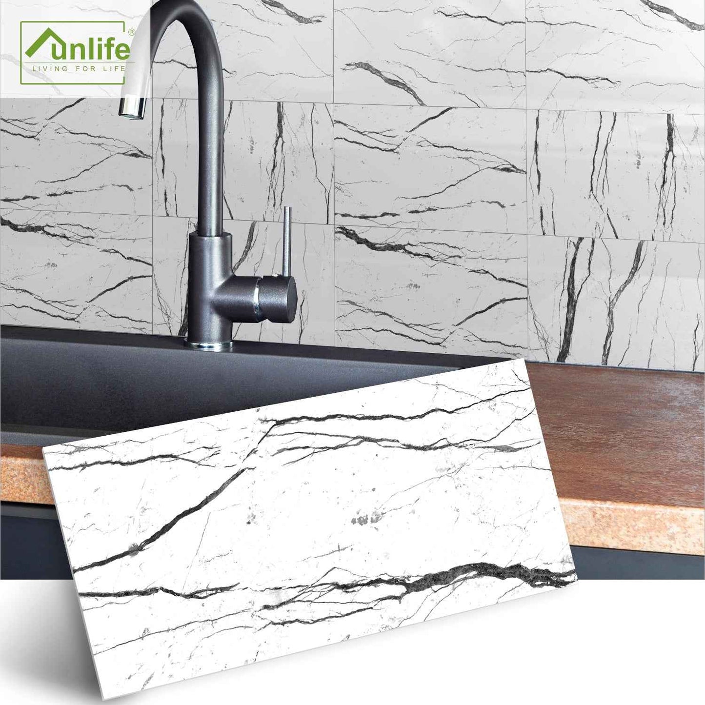 Funlife Waterproof Brick Wall Stickers - Thickened Self-Adhesive Home Washbasin Background Wall Decor