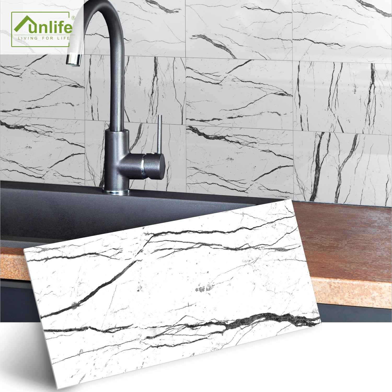 Funlife Waterproof Brick Wall Stickers - Thickened Self-Adhesive Home Washbasin Background Wall Decor