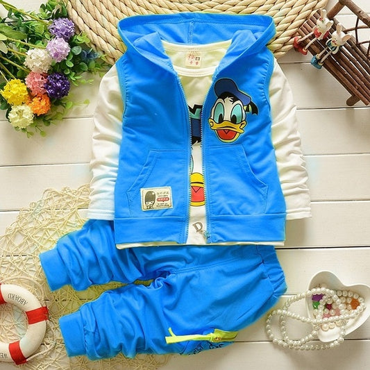 Boys Clothes Suits Cartoon Donald Duck Baby Kids Boys Outerwear Hoodie Jacket Baby Sport Boys Clothing Sets Suits eprolo