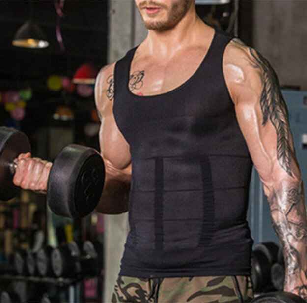 Men's Shapewear T-shirt for Abdomen Control and Belly Trimming Waist Trainer Corset
