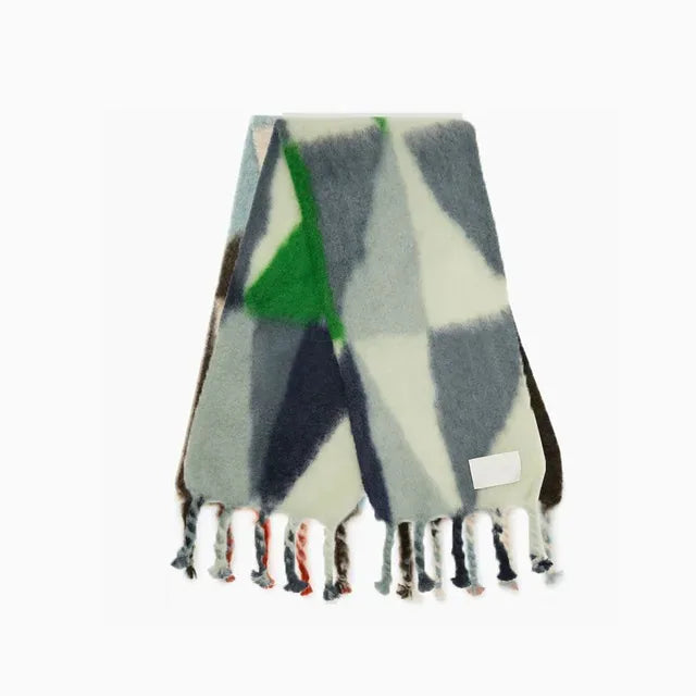 Scarf Women Men Winter Blanket Shawl Wraps Warm Mohair Scarves Geometry Print Cashmere - Shello's Creative Boutique
