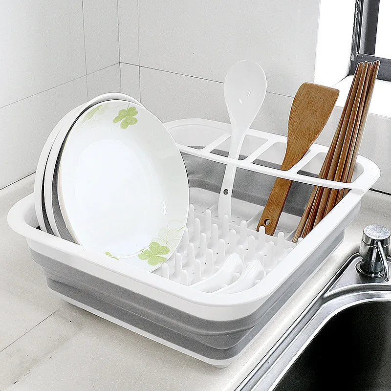 Foldable Dish Rack Kitchen Storage Water Leakage Plastic Tableware Bowl Dinnerware Drain Bowl Tray Home Drying Rack Washable eprolo