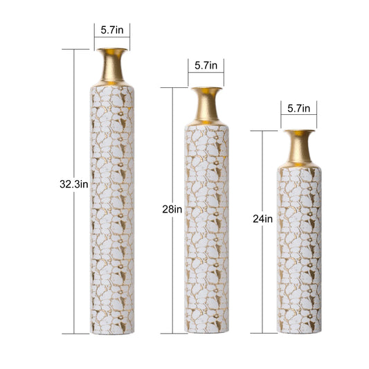 Floor Standing Golden Large Vase Set – Vintage Elegance for Any Space - Shello's Creative Boutique