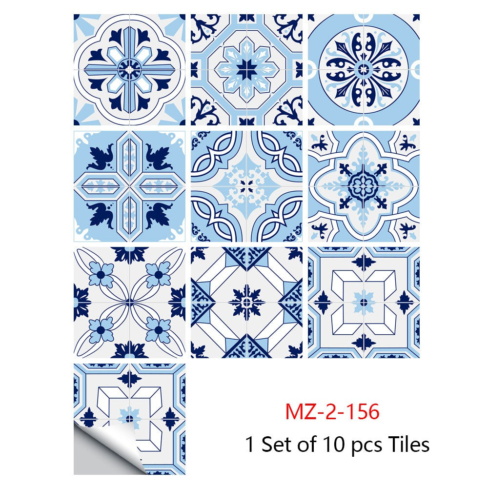 10 Piece Set Of Datura Mosaic Small Flower Imitation Ceramic Tile Sticker For Home Renovation Kitchen And Bathroom Decoration Self-Adhesive Wall Sticker