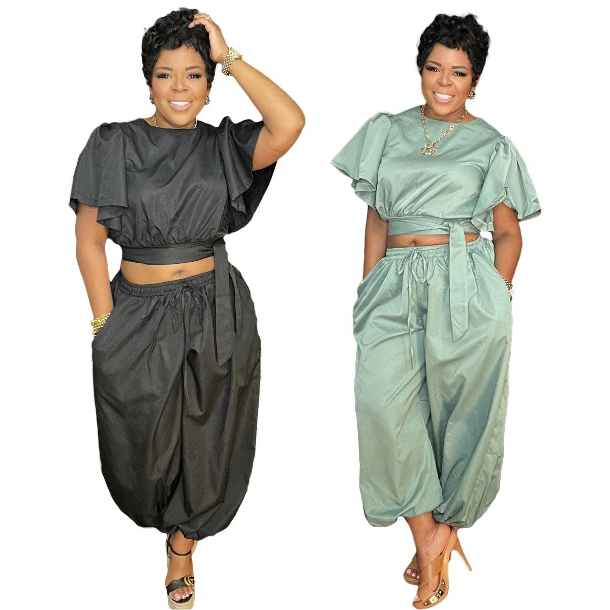 Fashion sports trend women's clothing street trendsetters women's clothing strap two-piece set - Shello's Creative Boutique