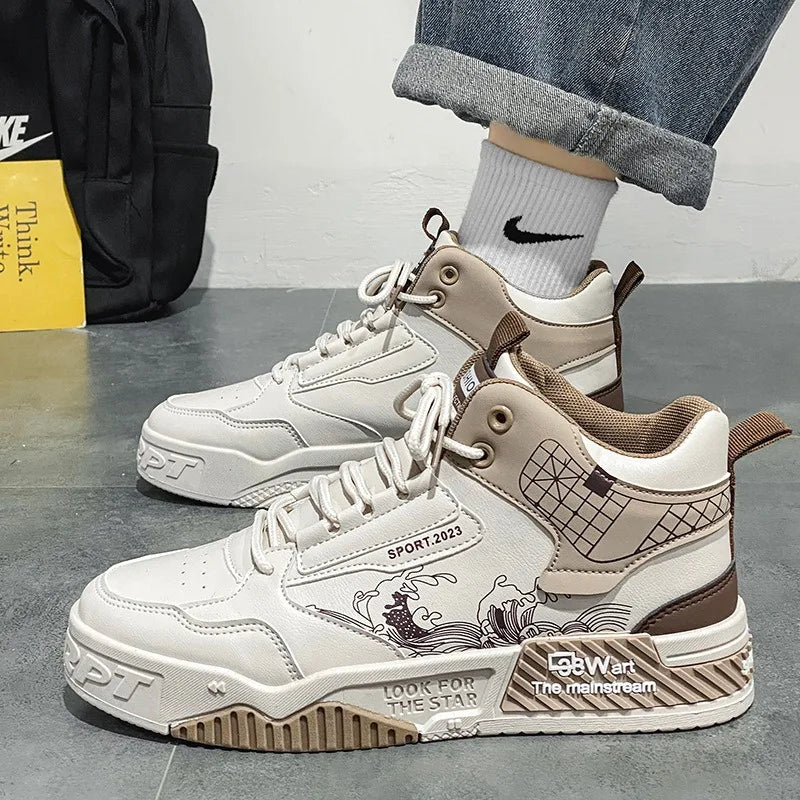Height increasing white board shoes casual sports high top shoes eprolo