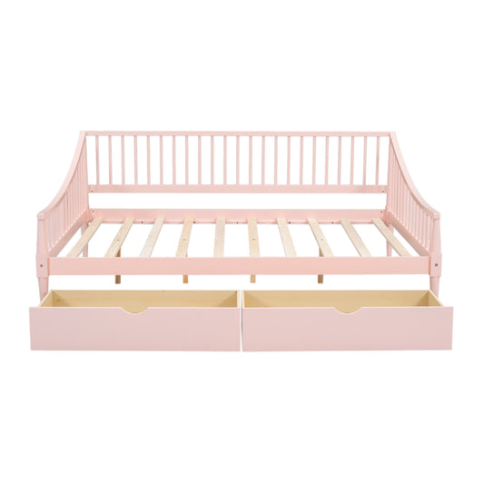 Full Size Daybed with Two Storage Drawers and Support Legs Pink Shello Creative Boutique