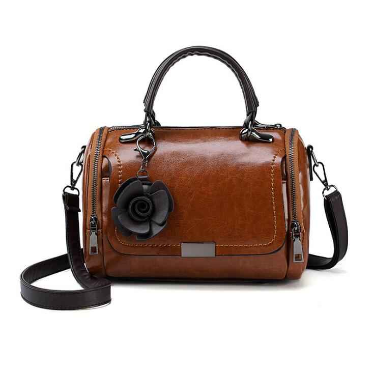 Spirituality Flower Shoulder Bag – Vintage PU Leather with Timeless Elegance and Everyday Functionality
