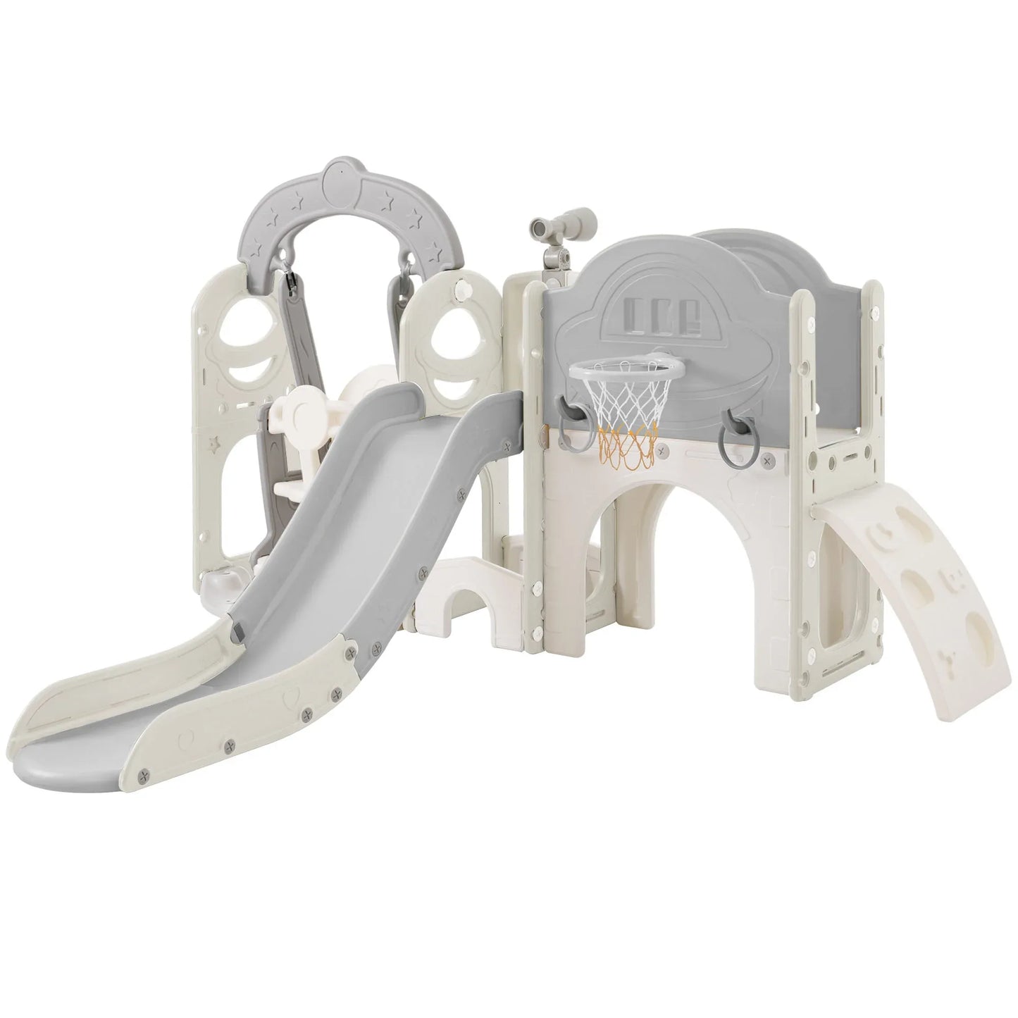 Toddler Slide and Swing Set 7 in 1, Kids Playground Climber Slide Playset with Basketball Hoop Freestanding Combination - Shello's Creative Boutique