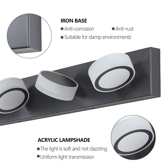 LED Modern Black 6-Light Vanity Lights Fixtures Over Mirror Bath Wall Lighting eprolo