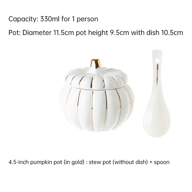 Creative Ceramic Pumpkin Cup, Steamed Egg Cup, Stewed Pot with Cover, Pure White Mini Bird's Nest Cup, Soup Cup - Shello's Creative Boutique