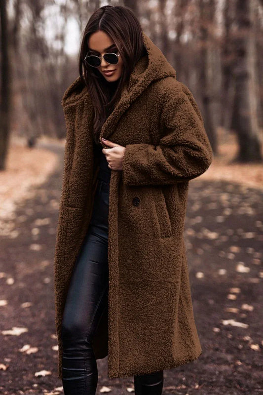 Winter Fashion Long Coat Net Color Long Sleeve Tweed Women's Jacket - Shello's Creative Boutique