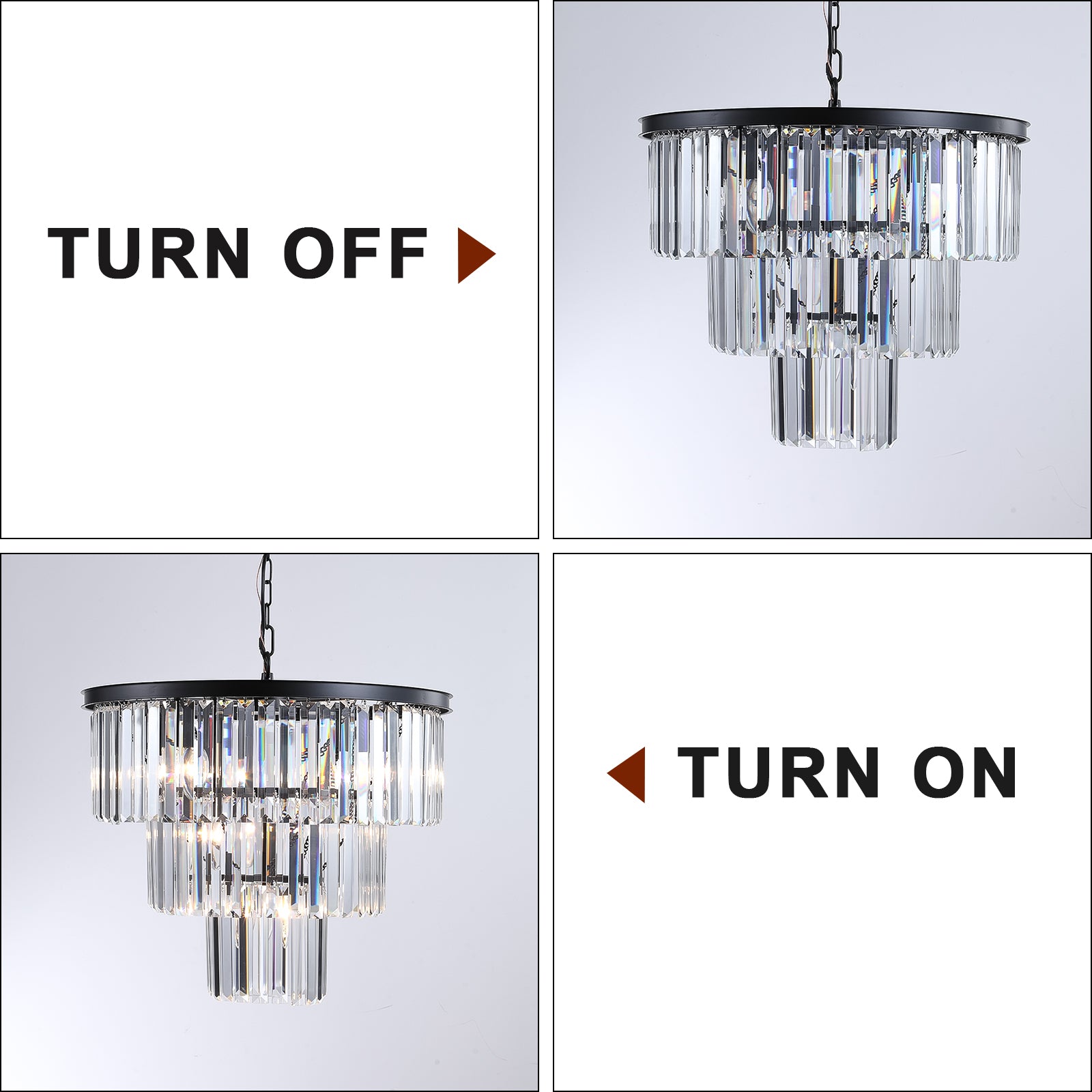 Black Luxury Crystal Chandelier Modern Chandeliers Lights Fixture Hanging Pendant Light Fixture for Dining Room Bedroom eprolo