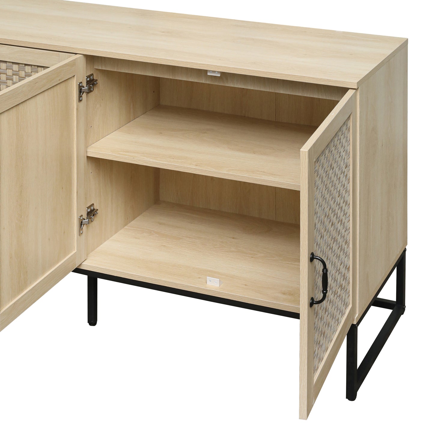 Luxury Rattan 4-Door Storage Cabinet - Large Sideboard Buffet with Elegant Design