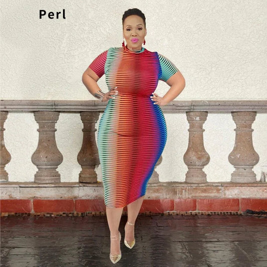 Plus Size Gradient Maxi Dress - Colorful Summer Pullover Dress - Shello's Creative Boutique