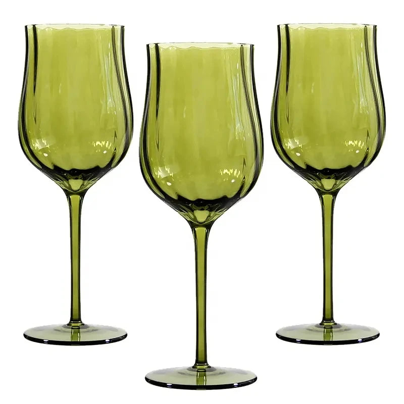 4/2/1Pcs Creative French Medieval Red Wine Glass Hand Blown Margarita Cocktail Goblet Glass Cup Dense Edges Vintage Flower Bloom eprolo