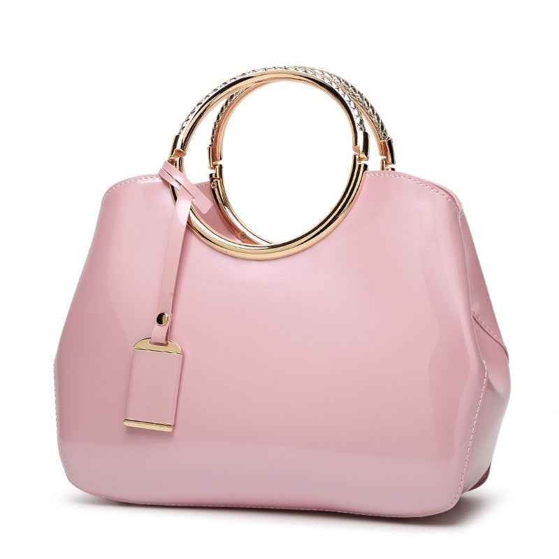 One-Shoulder Wedding Shiny Patent Leather Crossbody Handbag