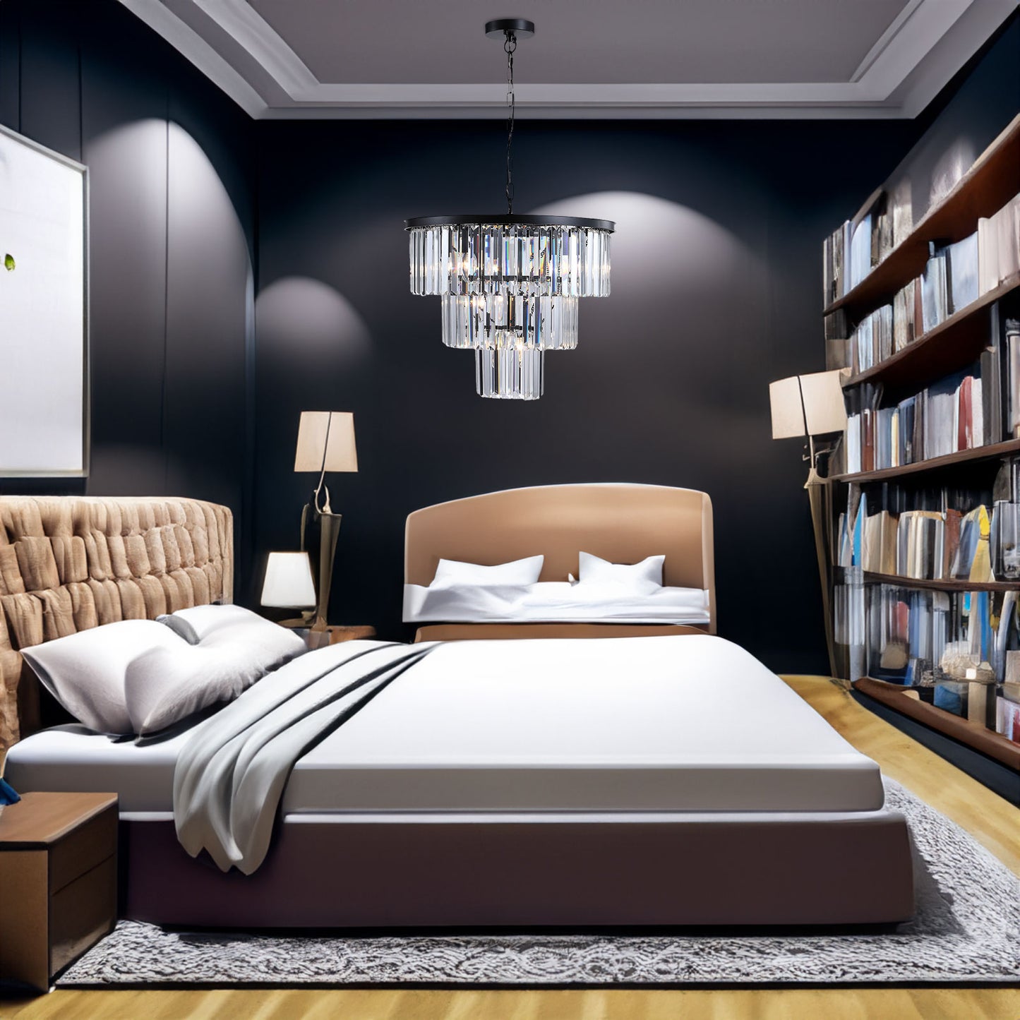 Black Luxury Crystal Chandelier Modern Chandeliers Lights Fixture Hanging Pendant Light Fixture for Dining Room Bedroom eprolo