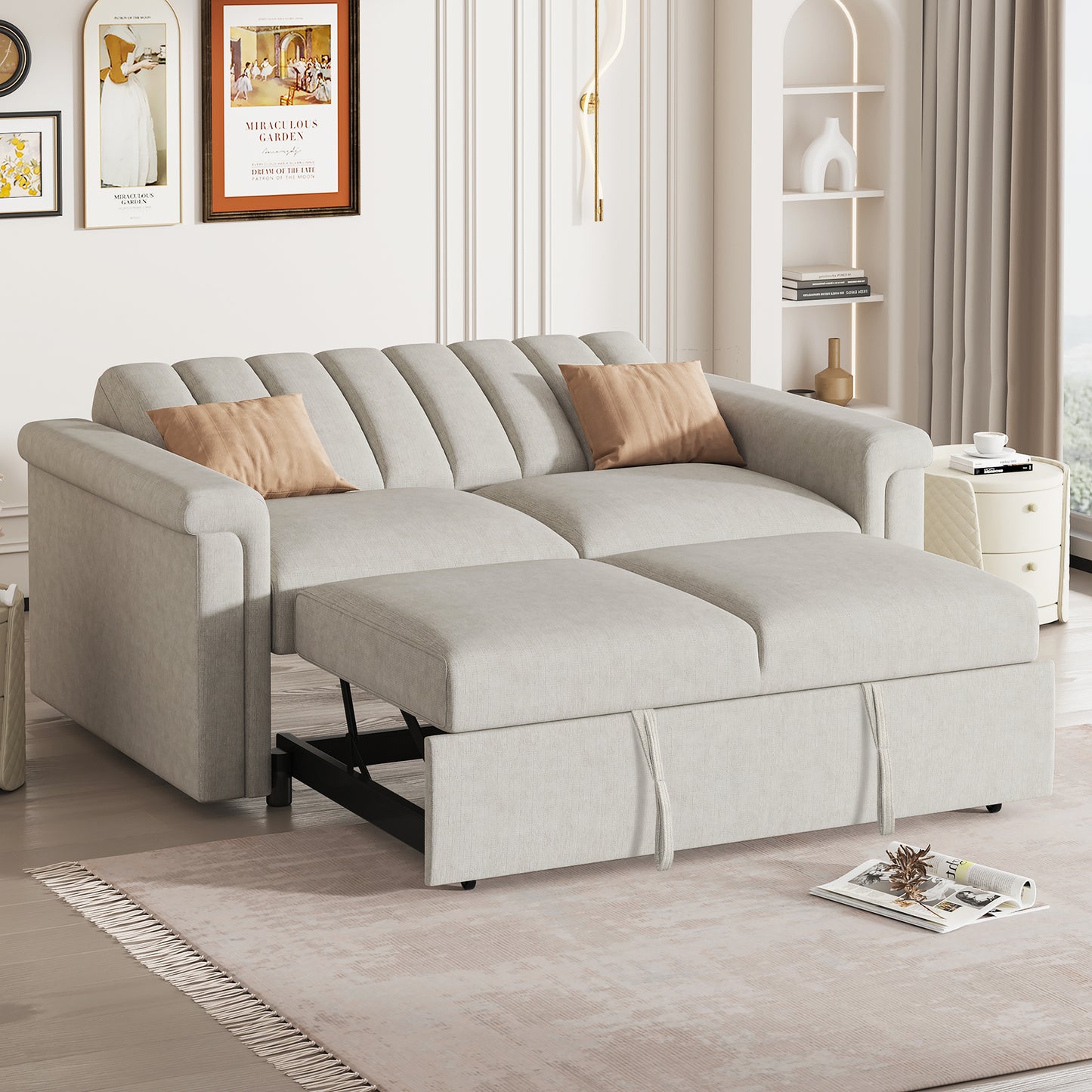 U_STYLE Convertible Soft Cushion Sofa Pull Bed ,for Two People to Sit On eprolo