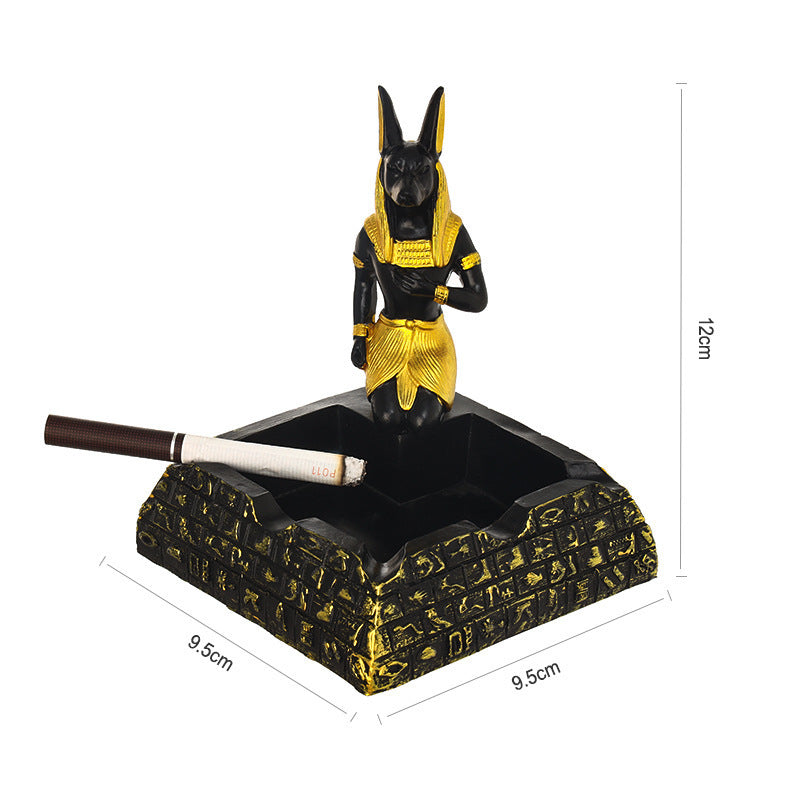 Ashtray Ornament Creative Egyptian Anubis & Cat& pharaoh Ashtray Resin Crafts office living room desktop home decoration eprolo