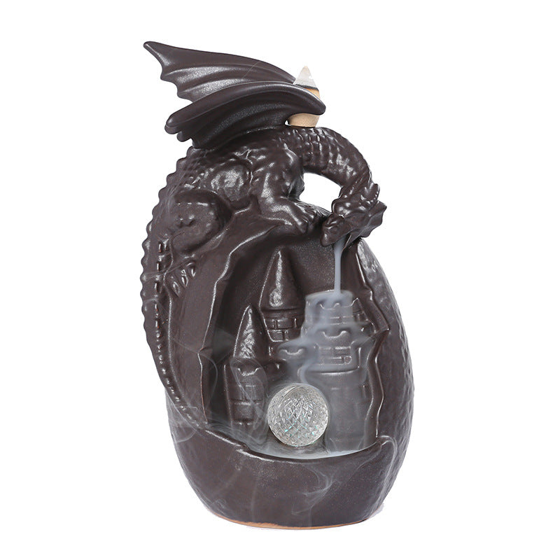 European Style Ceramic Pterosaur Back Flow Incense Burner Dragon Back Flow Aromatherapy Stove Home Decoration