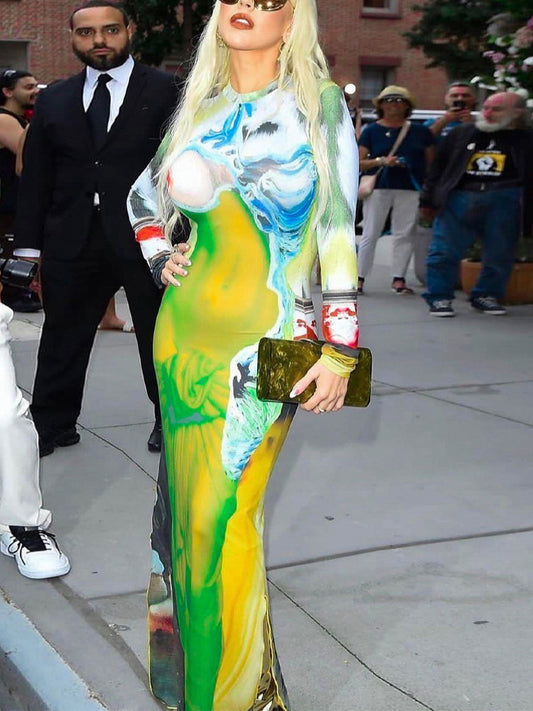 Hawthaw Women Autumn Winter Long Sleeve Party Club Streetwear Printed Bodycon Long Dress Wholesale Items For Business eprolo