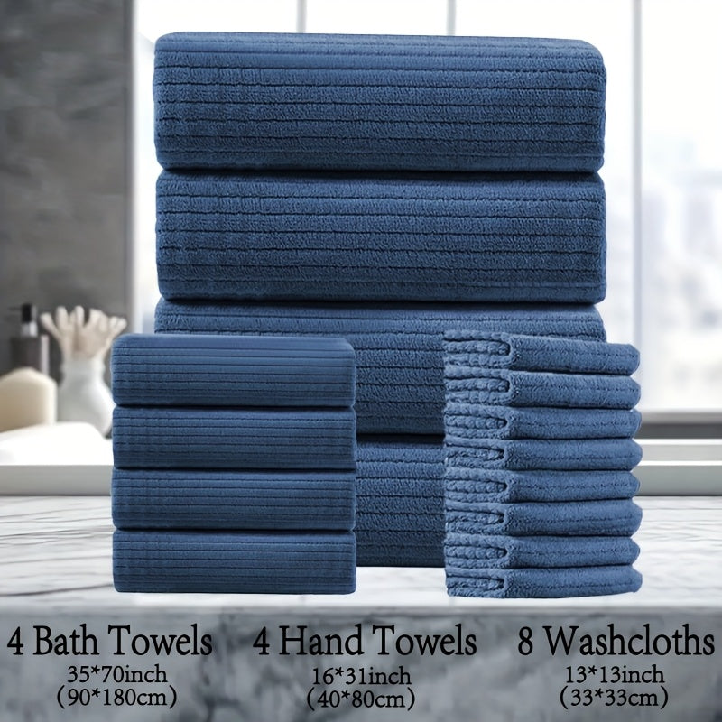 16 Piece Microfiber Bath Towel Set - Quick-Dry & Absorbent