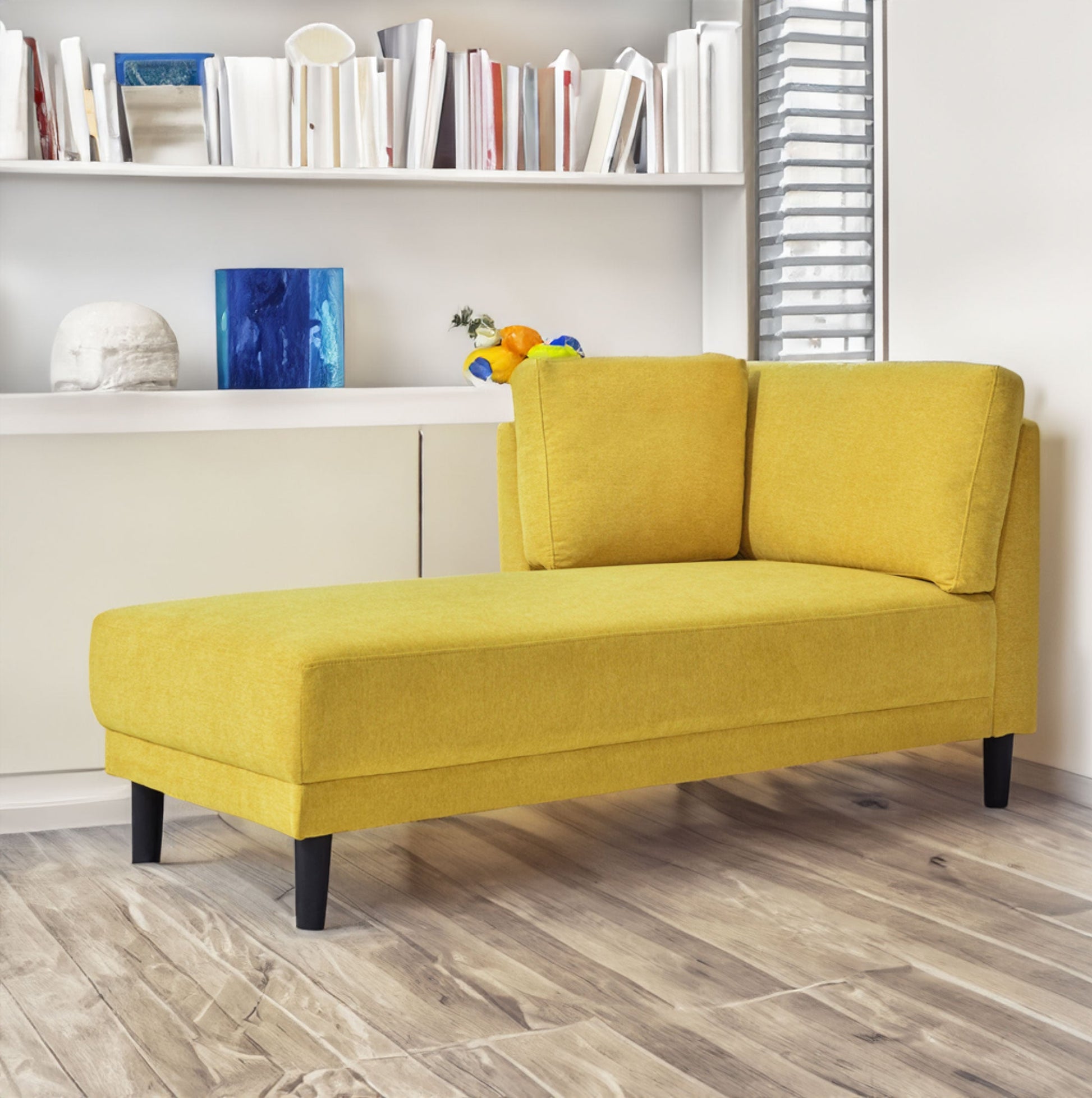 65" Mid-Century Modern Fabric Corner Lounge Chair Upholstered Indoor Chaise Lounge for Bedroom eprolo