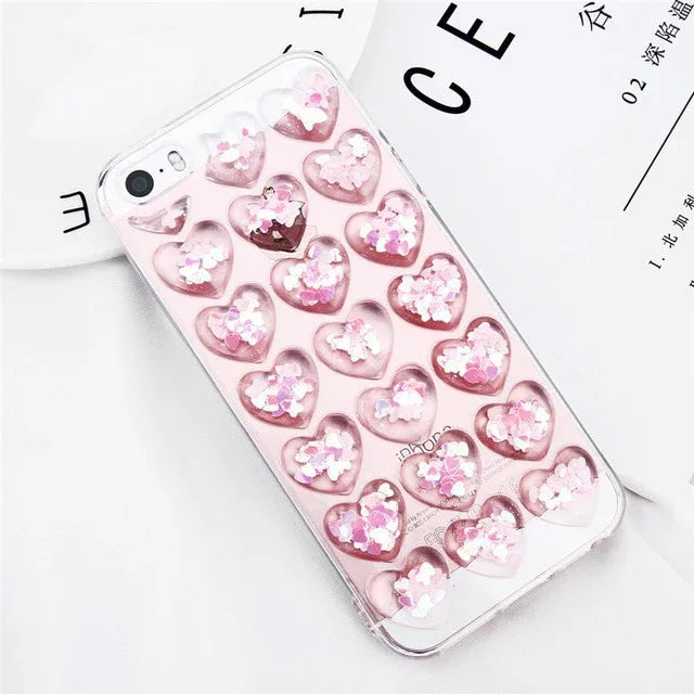 3D Love Heart Glitter Phone Case - Bling Soft Cover for iPhone 5 to XS Max - Shello's Creative Boutique