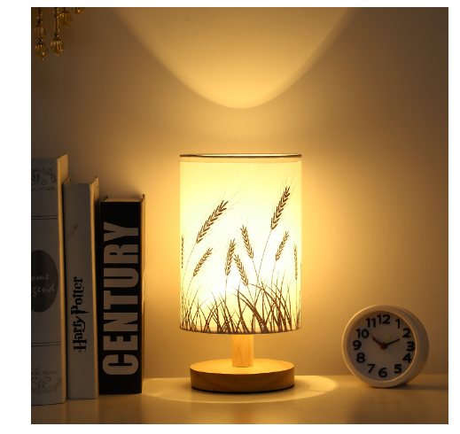 Linen Table Lamp LED Linen Night Lamp w/Warm White Light Linen Nightstand Lamp USB Powered Wooden Beside Lamp eprolo