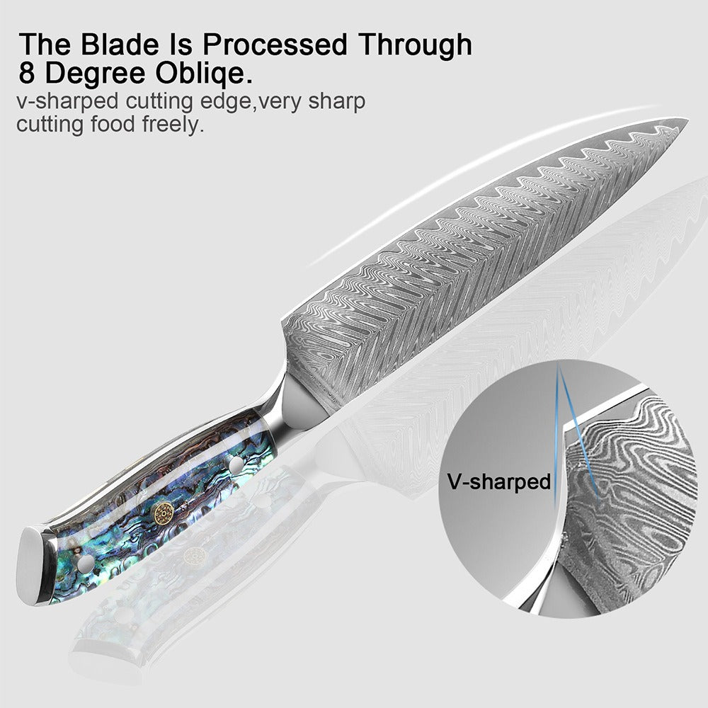 XITUO Damascus Steel Chef Knife Set Fine1-5 PCS Kitchen Knives Abalone shell handle Santoku knife eprolo