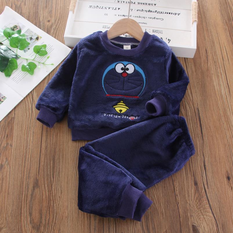 New Autumn Winter Baby Clothes Pajamas Sets Girls Pajamas Children Warm Flannel Fleece Catoon Bear Kids Sleepwear Home Suit 1-6Y eprolo