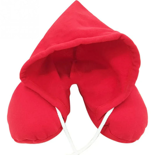 Hooded Travel Neck Pillow - U-Shaped Microbead Support Cushion - Shello's Creative Boutique