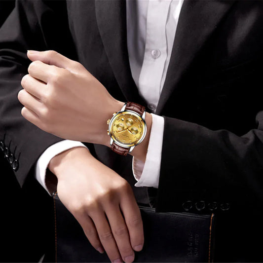 Lige Casual Fashion Trend Business Waterproof Belt Watch Men's Multi-Function Luminous Watch - Shello's Creative Boutique