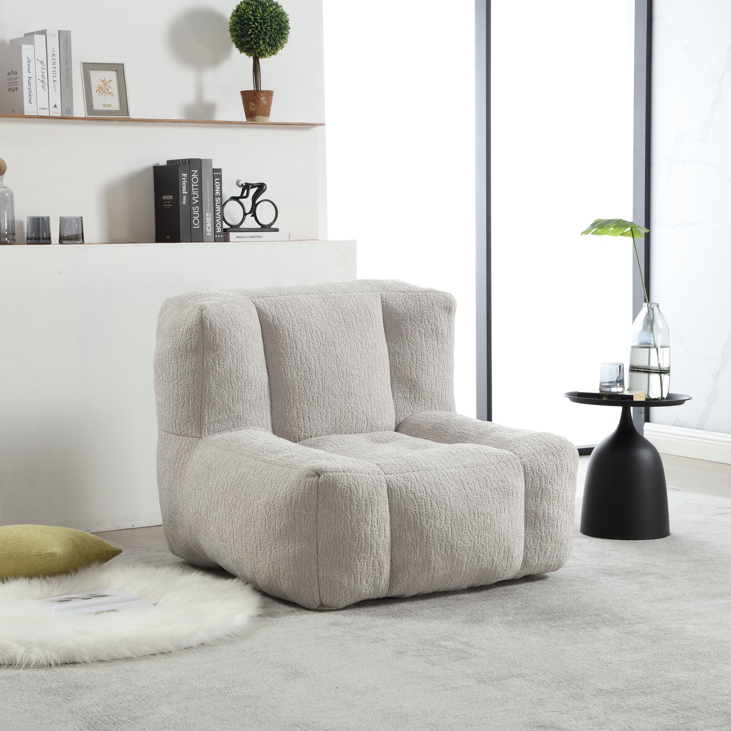Fluffy bean bag chair Super soft couch chair with memory foam and footstool Indoor modern focus bean bag chair eprolo